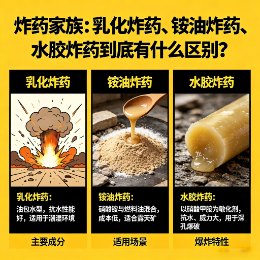 吴忠炸药家族：乳化炸药、铵油炸药、水胶炸药到底有什么区别？